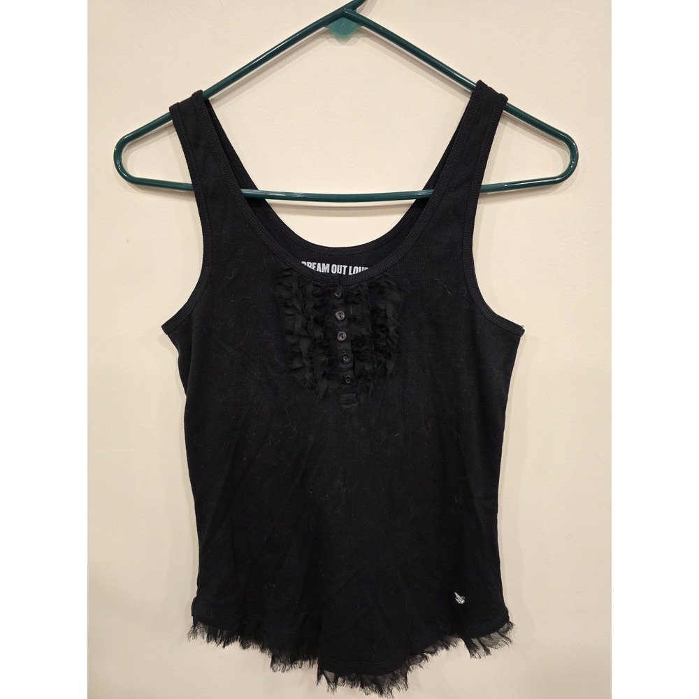 Dream Out Loud Selena‎ Gomez Black Ruffle Tank Top Y2K Coquette Goth Grunge XL